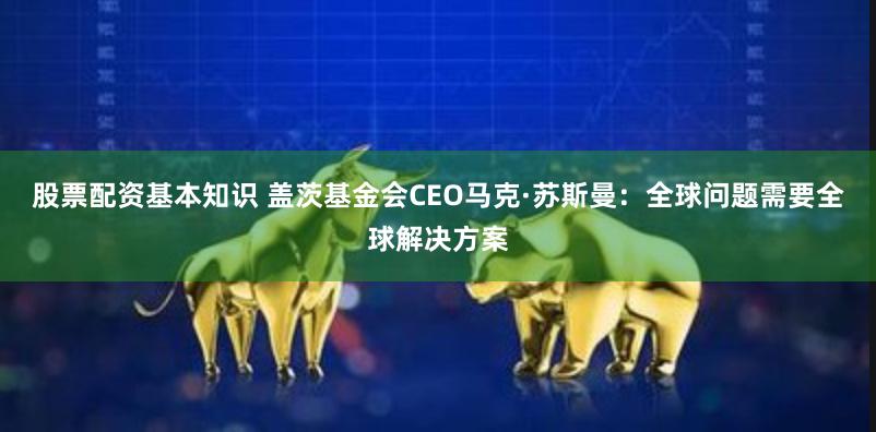 股票配资基本知识 盖茨基金会CEO马克·苏斯曼：全球问题需要全球解决方案